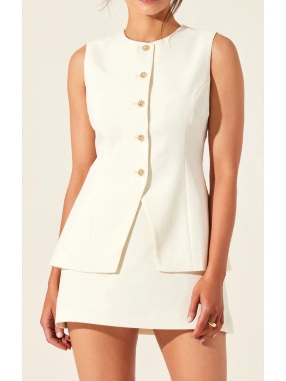 ASTR The Label Women's Sz Small Dilone Layered Dress cream-colored mini dress